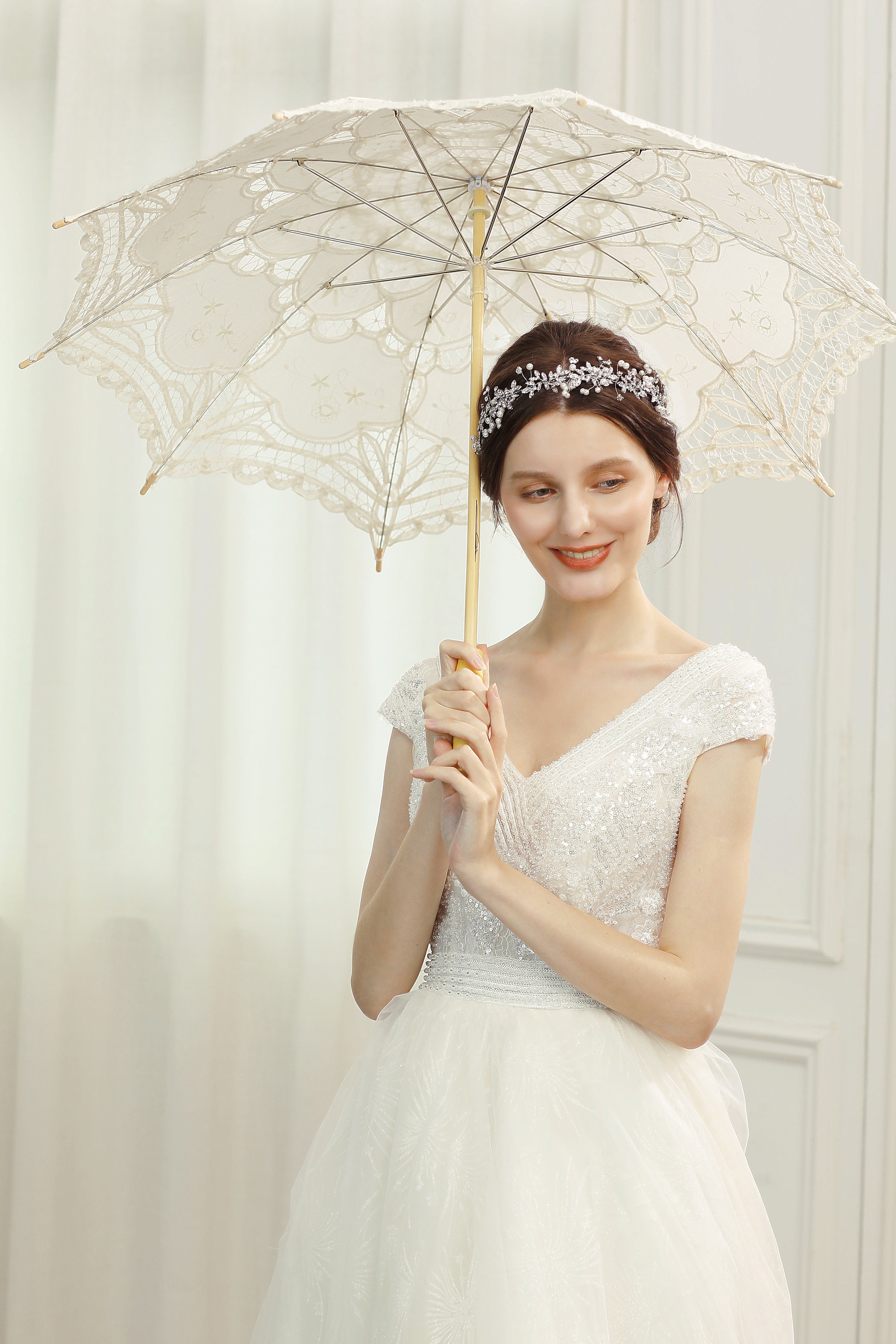 1920s Vintage Lace Umbrella Parasol | Ivory | 3
