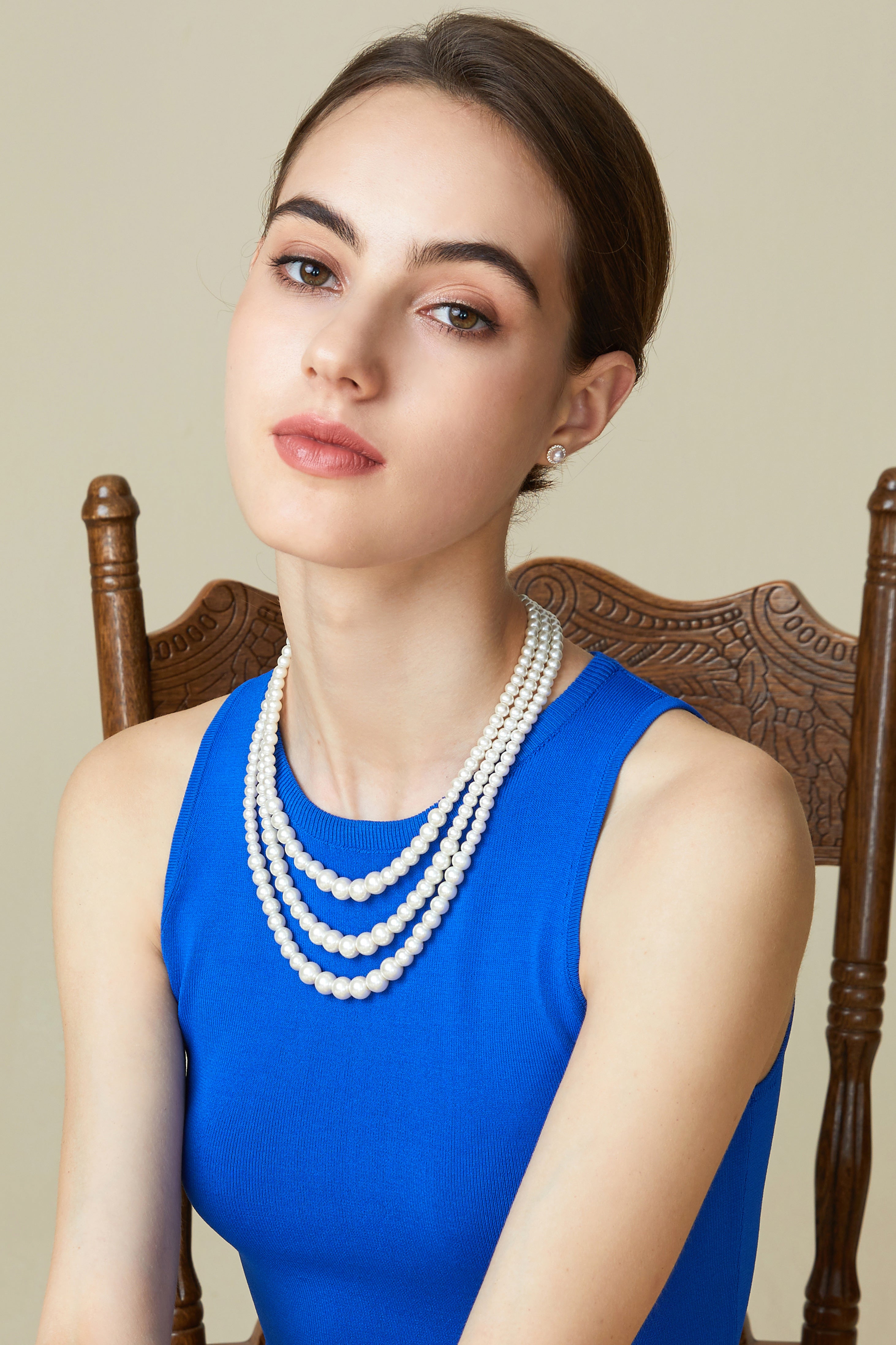 Remarkable Multi Strand Pearl Necklace |  6-8-10mm | 5