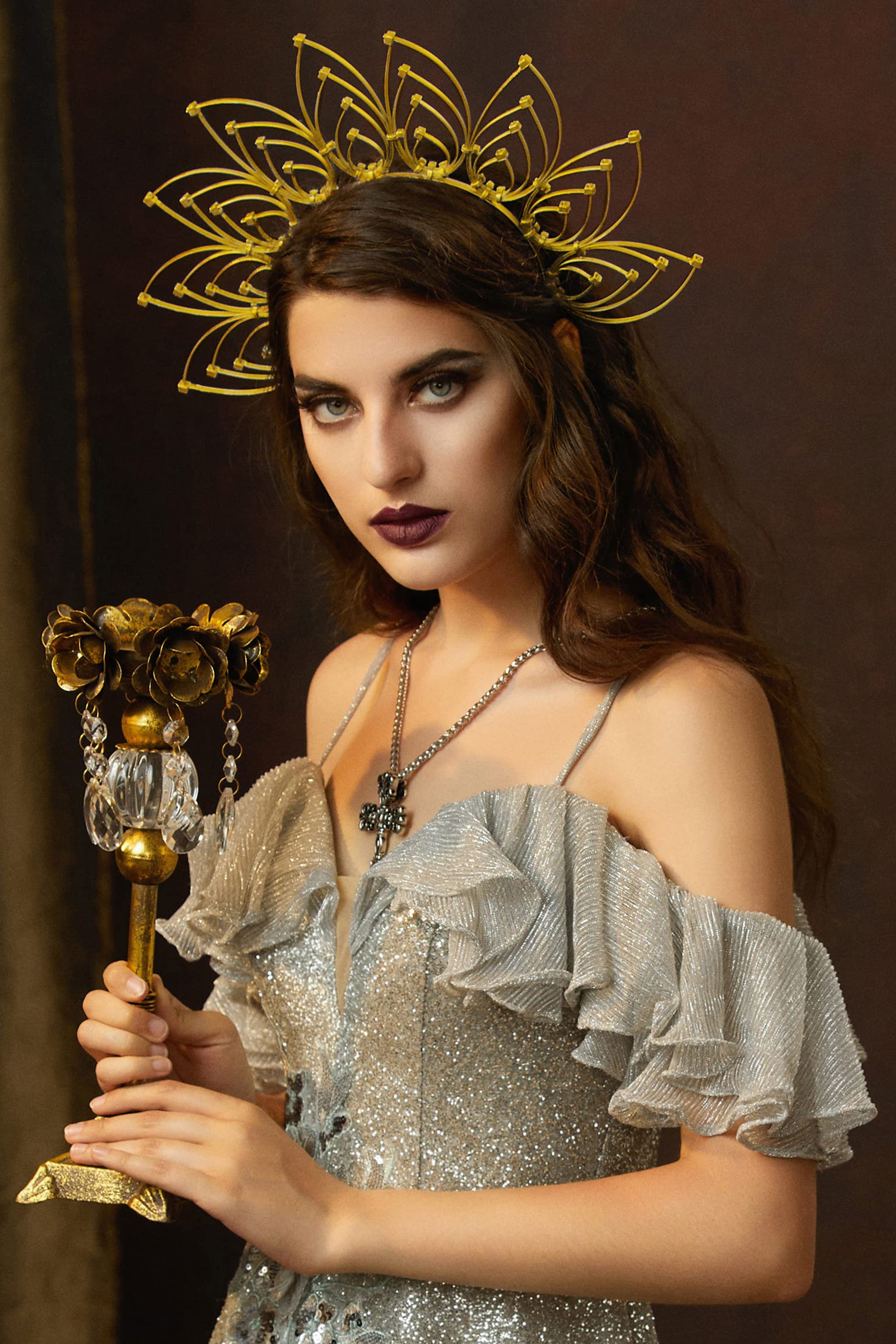 Zip Tie Goddess Halo Crown Headdress | Gold | 4