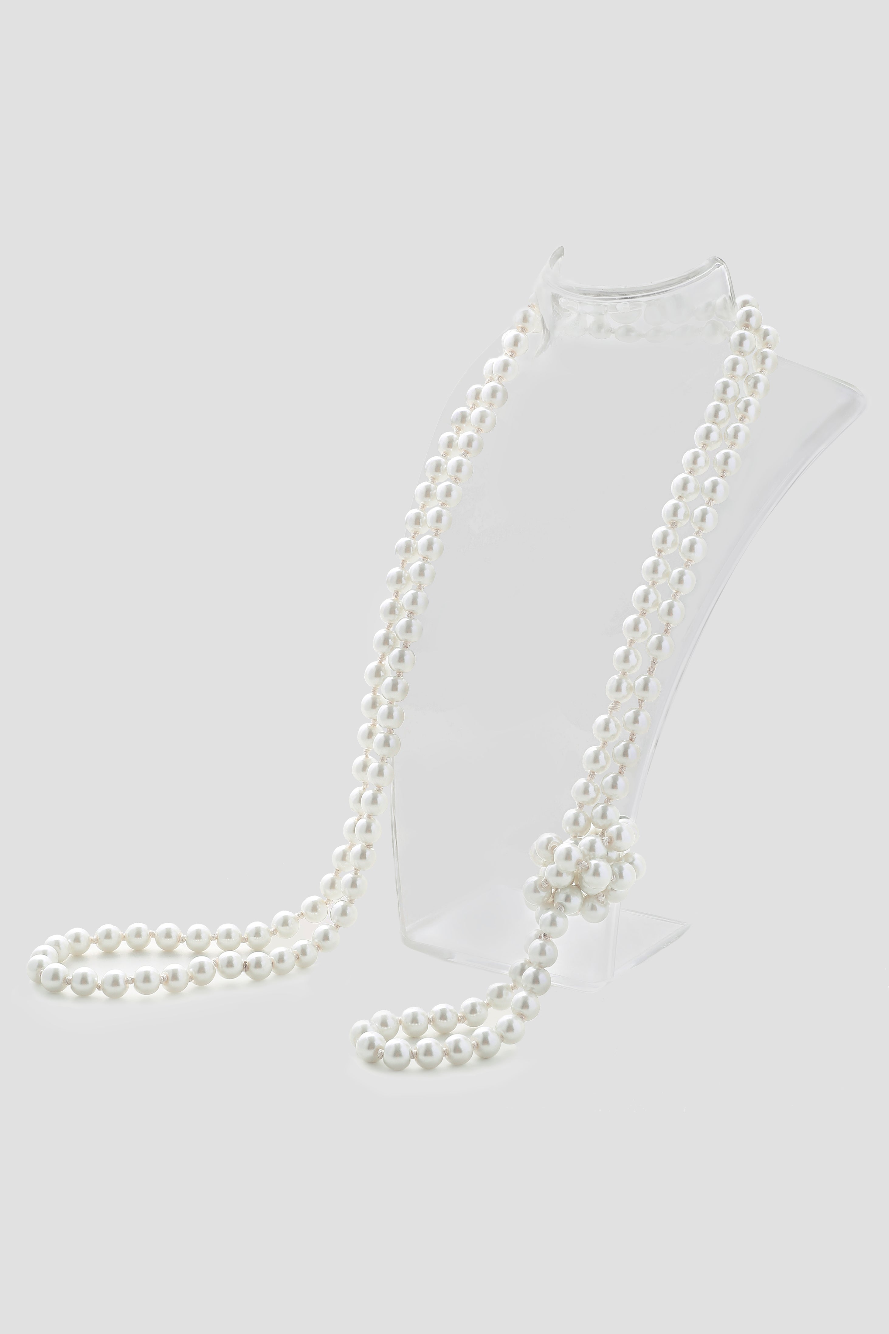 Exclusive Double Strand Long Necklace | Pearl White | 4