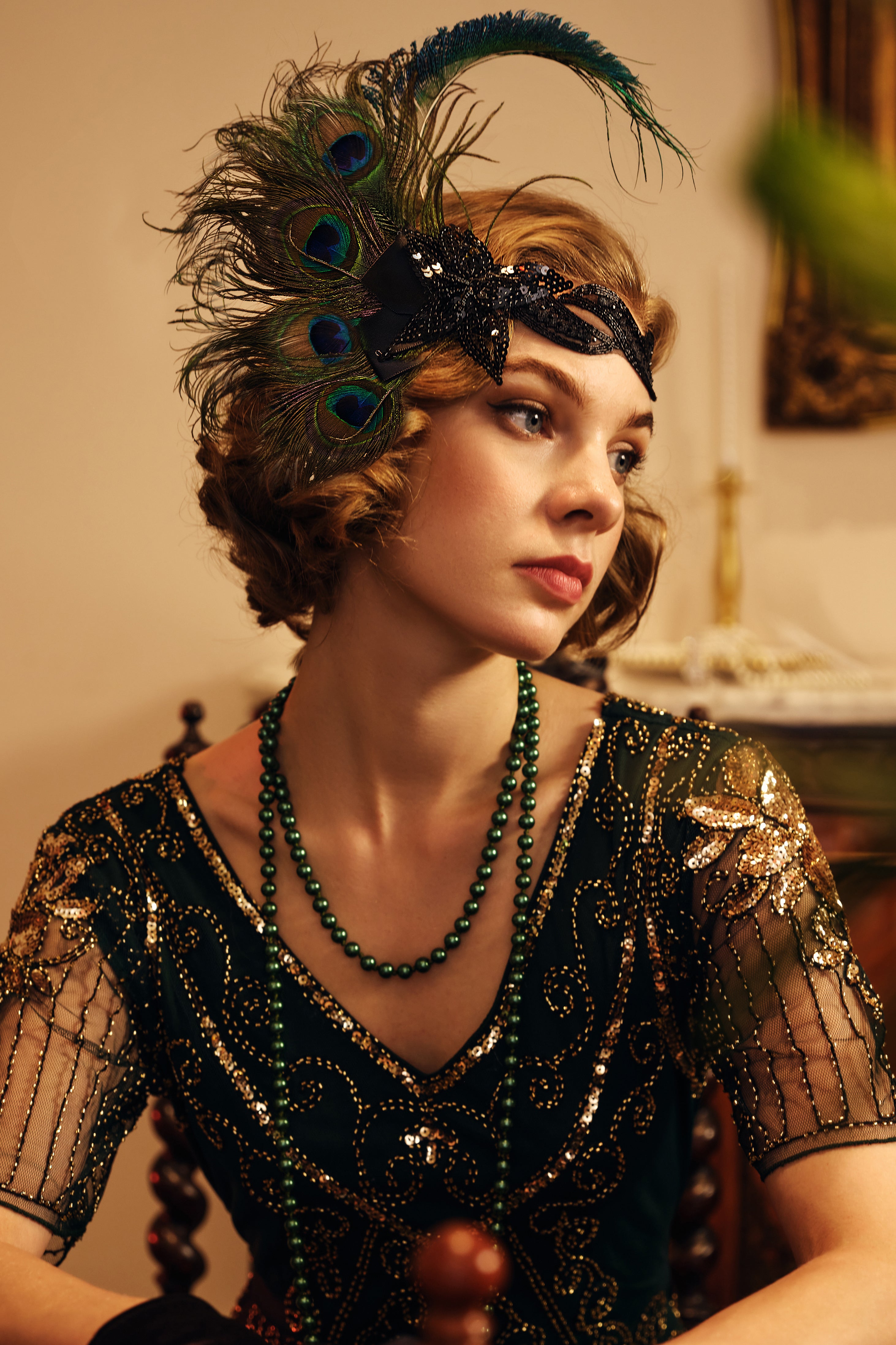 Beaded Sequin Peacock Headband | 3